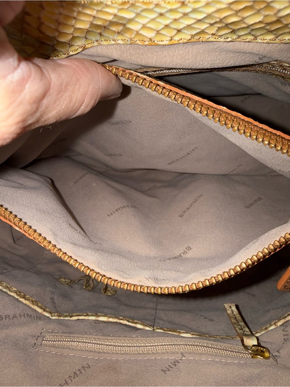 Brahmin Cream Snake-embossed Satchel - Picture 16 of 16